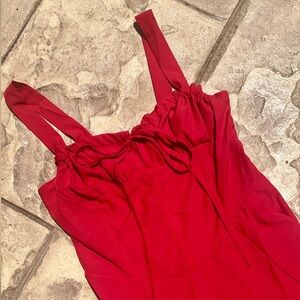 Red Ruched Spaghetti Strap Sundress